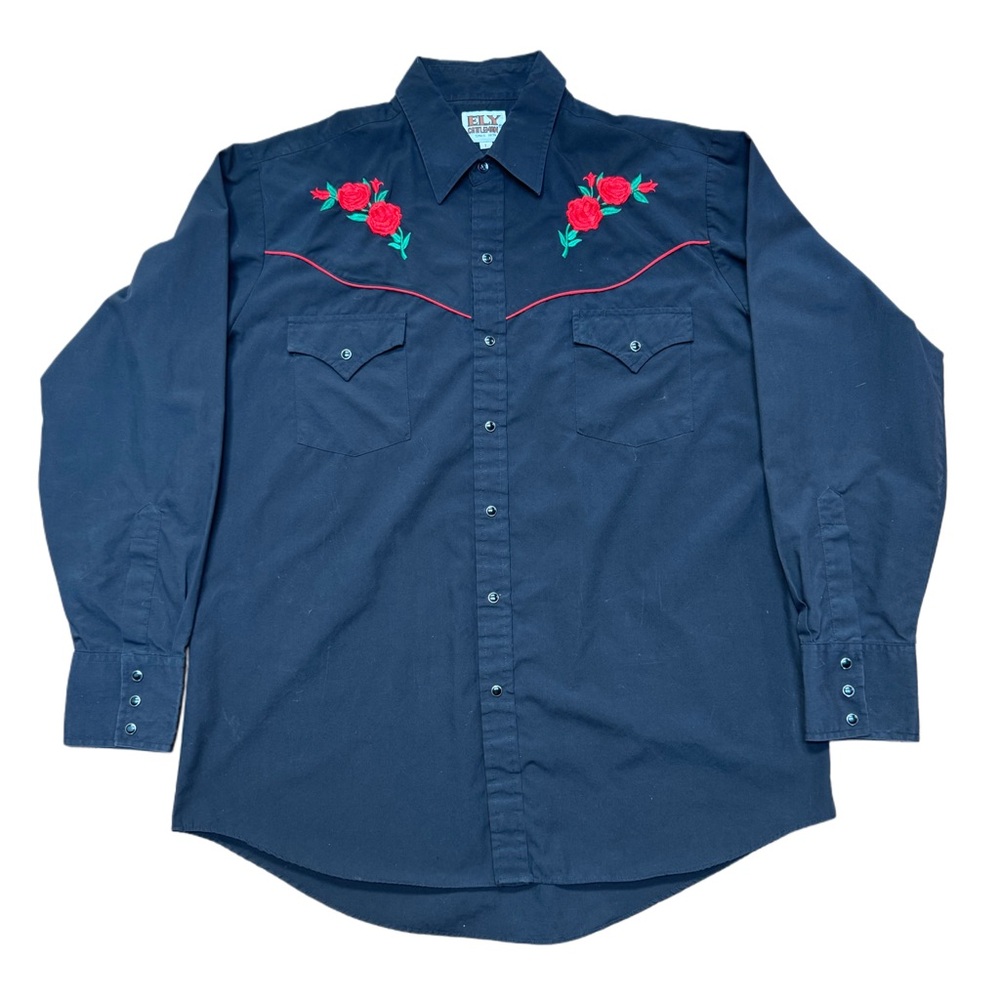 Ely Cattleman Cowboy Shirt with Rose Embroidery
